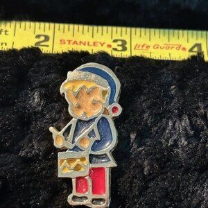 Vintage B.J. Little Drummer Boy, Metal/Enamel, Brooch